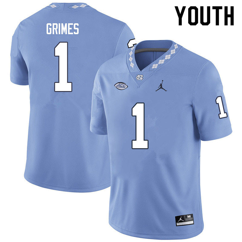 Youth #1 Tony Grimes North Carolina Tar Heels College Football Jerseys Sale-Carolina Blue